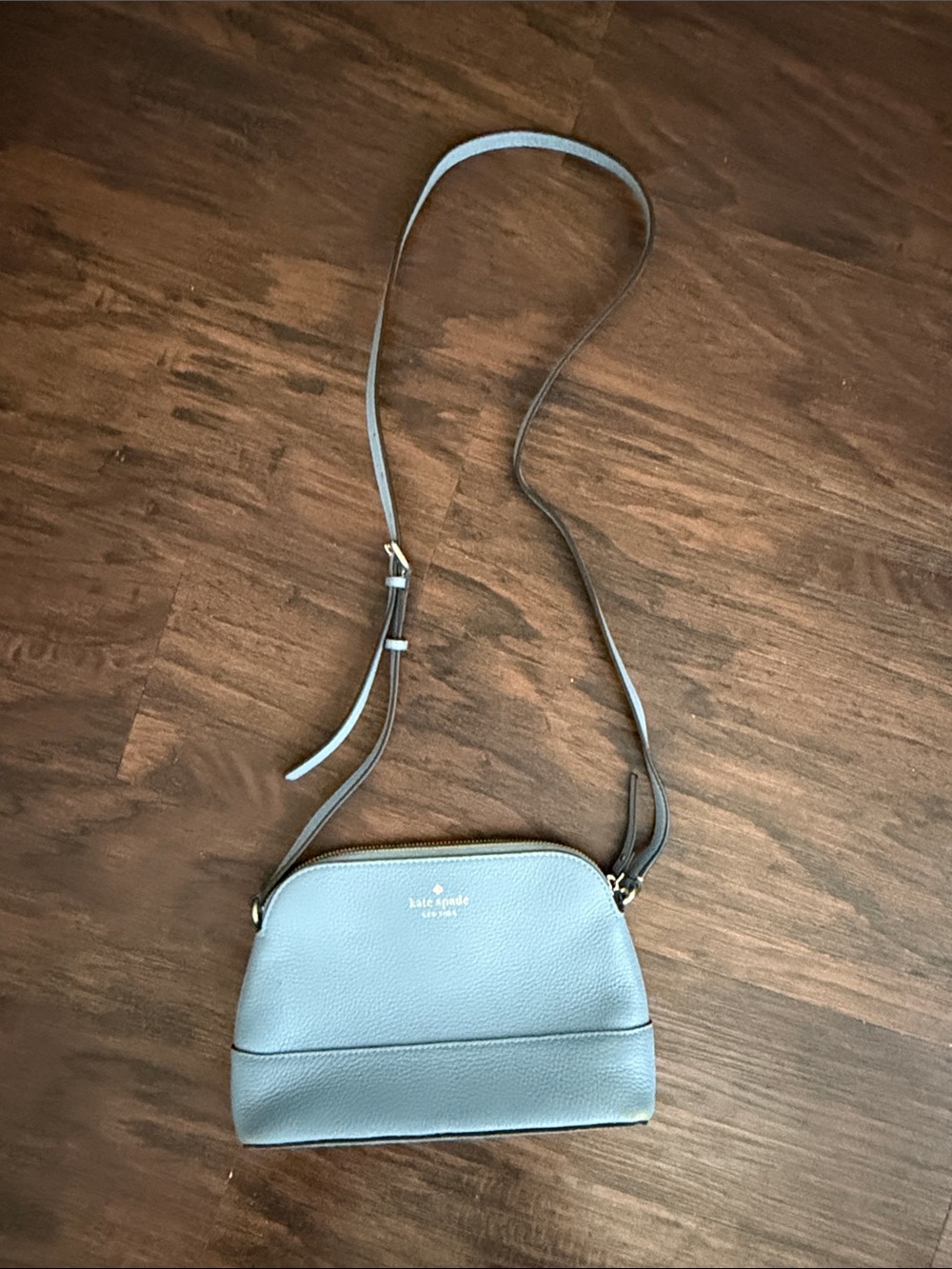 kate spade light blue pebbled leather crossbody bag